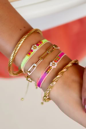 Fabric bracelet flower Yellow Polyester h5 Picture2